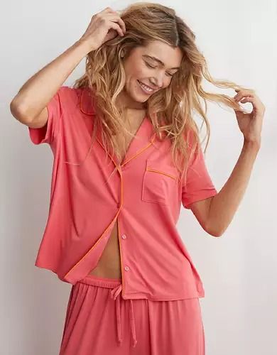 Sleepwear and Pajamas for Women | Aerie Manche, Soft Robes, Aerie Real, Cute Pajama Sets, Summer Pajamas, Turtleneck Sweatshirt, Pajamas Comfy, Shirt And Shorts, Cute Pajamas