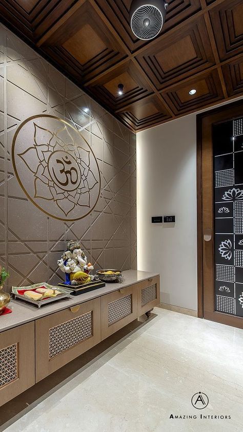 Puja Ceiling Design, Mandir False Ceiling Design Modern, Pooja Room Ceiling Design Modern, Pooja Ceiling Designs, Puja Room False Ceiling Design, Pooja Wall Designs, Mandir False Ceiling, Puja Room Ceiling Design, Mandir False Ceiling Design