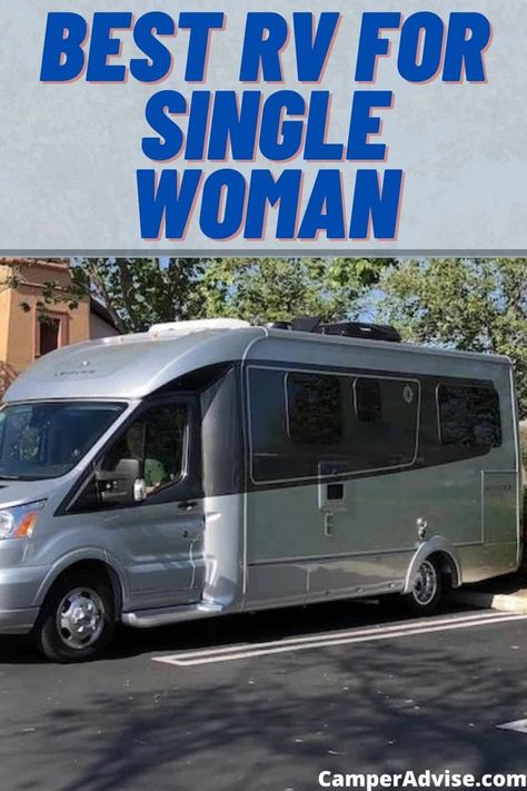 Rv For One Person, Rv Living Full Time Single Female, Rv Living Full Time Aesthetic, Small Trucks For Women, Mini Rv Campers, Camper Van Travel, Best Rv For Full Time Living, Class B Rv Vans, Rv Homes Rv Living