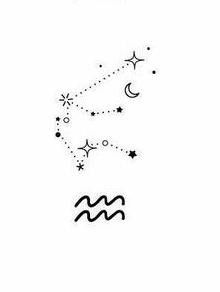 Aquarius Moon Tattoo, Aquarius Tattoo Constellation, Astro Tattoo, Aquarius Constellation Tattoo, Aquarius Tattoo, Boho Tattoos, Planet Tattoos, Writing Tattoos, Norse Tattoo