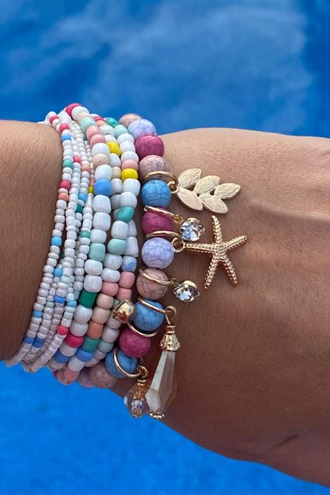 Beachy Summer, Bracelet Inspo, Bracelets Bangle, Boho Beachy, Beachy Boho, Bangle Jewelry, Tassel Bracelet, Summer Bracelets, Wrap Bracelets