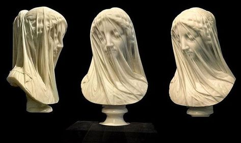 The Veiled Virgin was created by Italian sculptor, Giovanni Strazza, in Rome during the 1850s. The statue appears translucent, but in fact… The Veiled Virgin, Statue Reference, Veiled Woman, Italian Sculptors, Awesome Artwork, Auguste Rodin, West Art, Marble Statues, Marble Sculpture