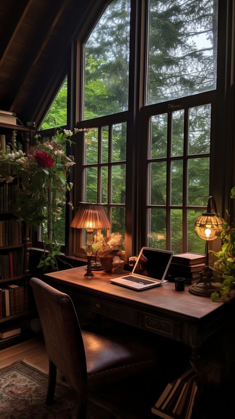 Author life - author marketing tips. Fantasy home office for full-time author. Learn how to become a full-time author on TikTok today! www.AlyneDigital.com Author Office Aesthetic, Full Time Author, Rich Author Aesthetic, Author Life Aesthetic, Author Aesthetic, Author Life, Writers House, Writing Office, Author Marketing