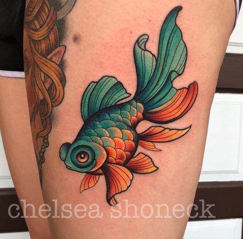 Goldfish Tattoo, Pokemon World, Pikachu Tattoo, Her Tattoo, One Tattoo, Traditional Tattoo Designs, Blue Rose Tattoos, Japan Tattoo Design, Old School Tattoo Designs