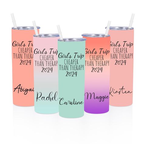 PRICES MAY VARY. 【Personalized Girls Trip Tumbler】Going on a trip soon and want to keep your cold drinks cold while enjoying the sun? These vacation beach theme tumblers are a great item to bring with you on your family’s vacation, girls trip, cruise trip, beach trip and much more, and is a perfect vacation gifts. You can make your own vacation tumbler by click "Customize Now" to enter the name you want to customize. Let our beach cup for you to start a cool summer beach vacation with your besti Girls Trip Goodie Bags Ideas, Beach Cup, Girls Beach Trip, Bestie Things, Vacation Tumbler, Girls Weekend Gifts, Bottle Girls, Girls Trip Gifts, Diy Water Bottle