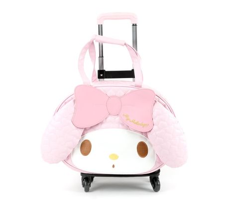 My Melody Rolling Suitcase: Face | Sanrio Quilted Heart Pattern, Hello Kitty Keroppi, Traveling Essentials, Friends Travel, Spinning Wheel, Neck Pillow, My Melody, Pink Bow, Family Christmas