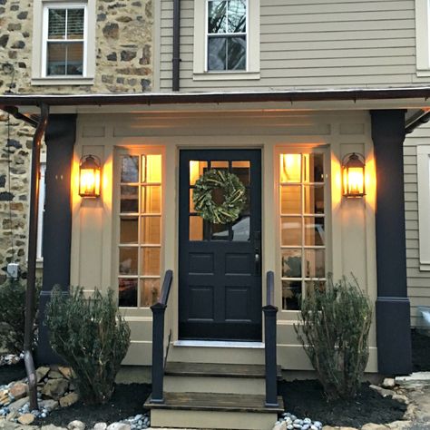 Sun Porch Entryway, Front Porch To Mudroom Conversion, Porch To Mudroom Conversion, Enclosed Porch Mudroom, Porch Turned Mudroom, Enclosed Porch Ideas Front Entry, Mudroom Exterior, Enclosed Mudroom, Mudroom Addition Exterior