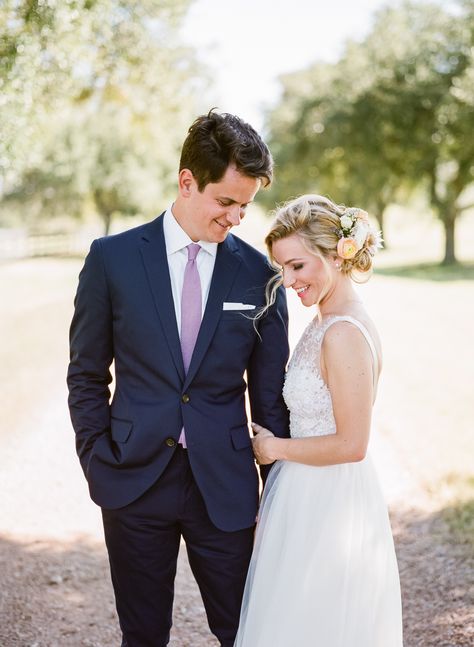 Boho Lux Wedding Featured on @MarthaWeddings | Photography by @kobybrownphoto | Outdoor Wedding Boho Wedding Groom, White Tuxedo Wedding, Lavender Wedding Colors, Navy Blue Groom, Groomsmen Grey, Lavender Bridesmaid, Lavender Bridesmaid Dresses, White Bridal Gown, Groom Wedding Attire