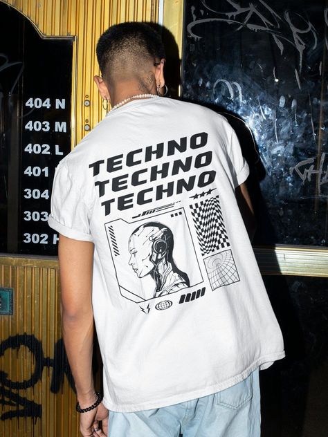 Shop techno, rave, and EDM shirts for festival outfits. Find the perfect tee to match your favorite artist or festival. #techno #rave #edm . #Music_Shirts_Design #Rave_Tshirt_Design #Techno_Wear_Men #Festival_Tshirt_Designs Techno Music Outfit, Rave Tshirt Design, Tshirt Layout, Rave T Shirt, Shirt Festival Outfit, Techno Tshirt, Berlin Rave Fashion, Berlin Rave, Techno Shirt