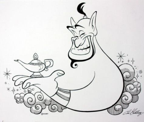 Genie tattoo outline Eric Goldberg Art, Disney Genie Tattoo, Simple Disney Tattoos, Genie Tattoo, Eric Goldberg, Artstyle Inspirations, Aladdin Tattoo, Dragon Tattoo Outline, Disney Stained Glass