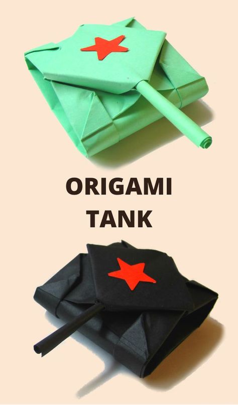 How to Make a Origami Tank. Have you ever wanted to know how to make a origami tank? The process is simple. With a few easy steps, you can make a origami tank with a single sheet of paper. @Creative_DIY_Projects #Creativediyprojects #origamitank #papertank #origamiforkids #videolessons #2018 #handmade #giftideas #stepbystep Origami Tank, Paper Tanks, Letter Folding, Origami Diagrams, Origami Bookmark, Origami Envelope, Origami Patterns, Instruções Origami, How To Make Origami