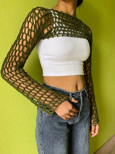 Bolero mesh top for this summer. Upgrade your ootd by this bolero top. Goes with everything. Crochet Mesh Top, Bolero Top, Day To Day, To Day, Crocheted Item, Mesh Top, This Summer, Ootd, Mesh