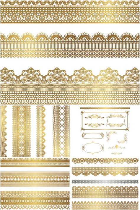 Gold lace vector - free Border Vector, Borders And Frames, Gold Lace, Lace Border, Free Vector Graphics, Floral Border, Frame Decor, Vintage Graphics, Textures Patterns