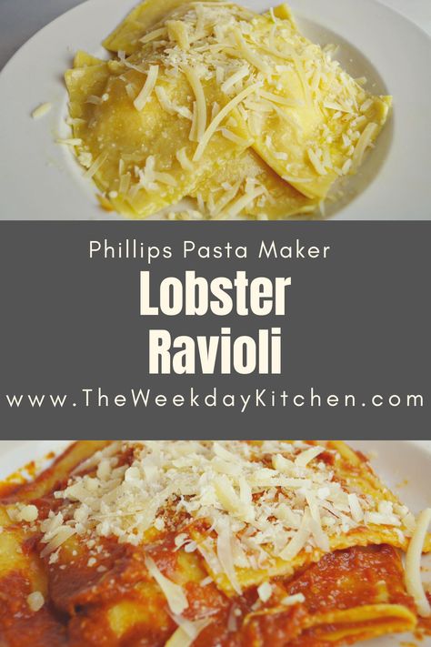 Homemade ravioli is so easy with the Philips pasta maker (and a great way to use up leftover seafood!) Made easy with my step by step instructions and pictures of the process. Phillips Pasta Maker Recipes, Pasta Maker Recipes, Semolina Pasta Recipe, Philips Pasta Maker Recipes, Phillips Pasta Maker, Shrimp Ravioli, Presto Pasta, Philips Pasta Maker, Ravioli Maker