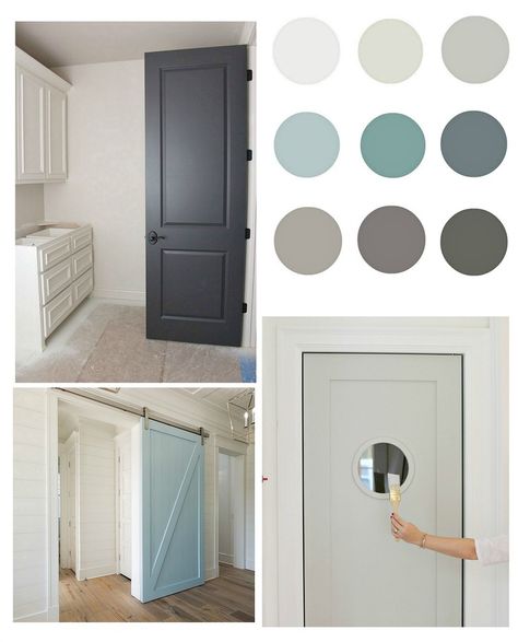 List of beautiful paint colors for painting interior doors. Paint Interior Doors, Interior Door Paint Colors, Grey Interior Paint, Interior Door Color, Interior Paint Schemes, Gray Doors, Interior Door Colors, Painted Interior Doors, Interior Paint Colors Schemes