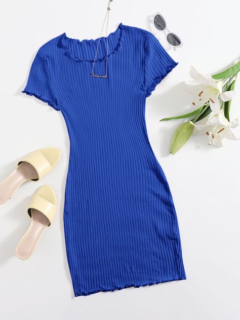 Amazon Dress Finds, Ribbed Knit Bodycon Dress, Cute Dress Outfits, Shein Dress, Royal Blue Dresses, Yellow Fashion, Really Cute Outfits, Brown Fashion, Women Dresses