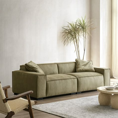 Momenty Zin 96.46'' Upholstered | Wayfair Light Green Couch, Olive Green Sofa, Green Couch Living Room, L Shape Sofa Set, Natural Sofas, Organic Living Room, Grey Sofa Living Room, Latest Sofa, Sofa Design Ideas