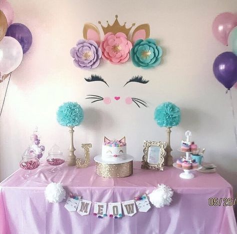 Kitty Party Cat Party Kitty Decorations Cat Decorations | Etsy Cat Party Decorations, Lila Party, Cat Invitations, Kitten Birthday Party, Cat Themed Parties, Cat Themed Birthday Party, Party Cat, Kitten Party, Kitten Birthday