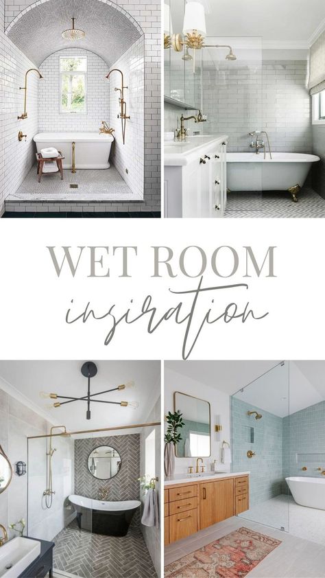 Wet Room Design Round Up - Bathroom Design Inspiration — Farmhouse Living Wet Room Bathroom With Tub, Wet Bathroom Ideas, Wet Room Design, Small Wet Room, Wet Room Bathroom, Wet Room Tiles, Japanese Bathroom, Bathroom With Tub, Wet Room Shower