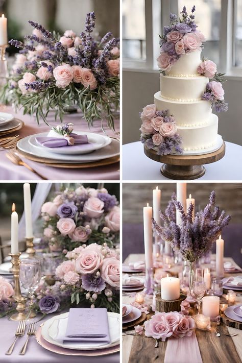 Gorgeous Lavender and Light Pink Wedding Color Ideas That Will Inspire You - Francisca's Bridal Lavender Colour Scheme Wedding, Lavander Decoration Party, Purple Lavender Wedding Theme, Lavender And Blush Wedding Theme, Pink Themed Wedding Color Combos, Lavender And Pink Wedding Theme, Pink Purple Blue Green Wedding, Lilac Wedding Themes, Lavender Wedding Theme