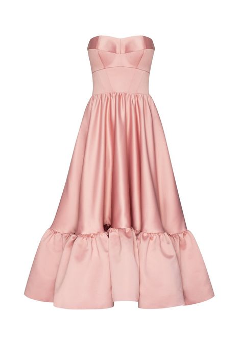 Sleeveless Cocktail Midi Dress – Milla Classy Midi Dresses, Rose Midi Dress, Milla Dresses, Cocktail Midi Dress, Combination Dresses, Rose Gold Dress, Strapless Party Dress, Skirt Ruffle, Dress Corset