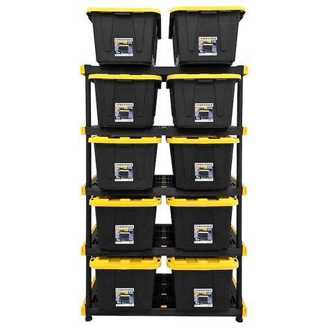 Project Source Commander Plastic Heavy Duty 5-Tier Utility Shelving Unit (48-in W x 20-in D x 72-in H) in the Freestanding Shelving Units department at Lowes.com Freestanding Shelving, Kid Organization, Storage Bin Shelves, Utility Shelf, Inventory Organization, Garage Storage Inspiration, Garage Organization Tips, Garage Addition, Men Cave