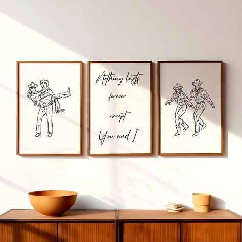 Wall Decor Couples Bedroom, Wall Art For Couples, Cowboy Couple, Black And White Country, Cowboy Artwork, Cowboys Sign, Western Rooms, Western Prints, Dancing Art