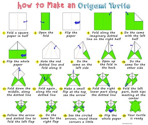 How to Make an Origami Turtle | Cool2bKids Sea Turtle Origami, Turtle Origami Easy, Origami Turtle Step By Step, Cool Origami Step By Step, Origami Tortoise, Printable Origami Instructions, Folding Drawing, Turtle Origami, Easy Origami Step By Step