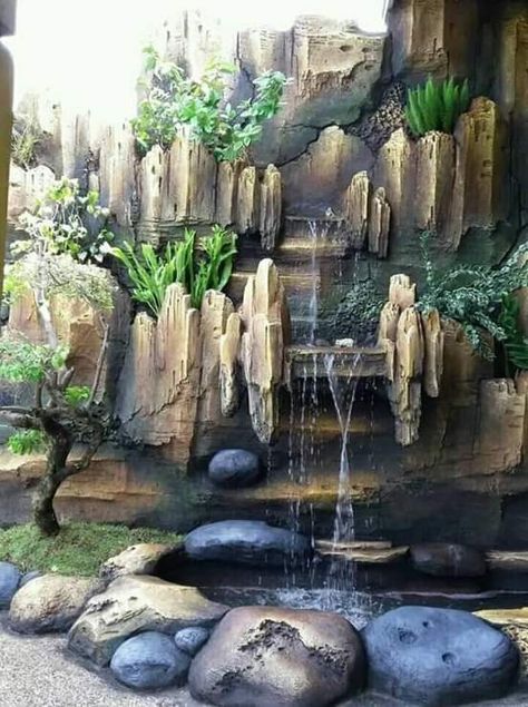 Artificial Waterfall, Grotto Design, Water Wall Fountain, Gazebo Decorations, Kolam Air, Kolam Koi, Taman Air, Garden Pond Design, Outdoor Water Features