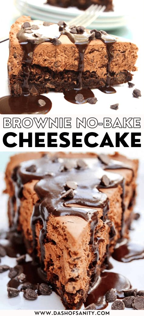 Fudge Brownie No-Bake Cheesecake Icebox Desserts, No Bake Chocolate Cheesecake, Brownies Recipe Homemade, Cheesecake Dessert, Baked Cheesecake Recipe, Fudge Brownie, Amazing Desserts, Bake Cheesecake, Cheesecake Brownies