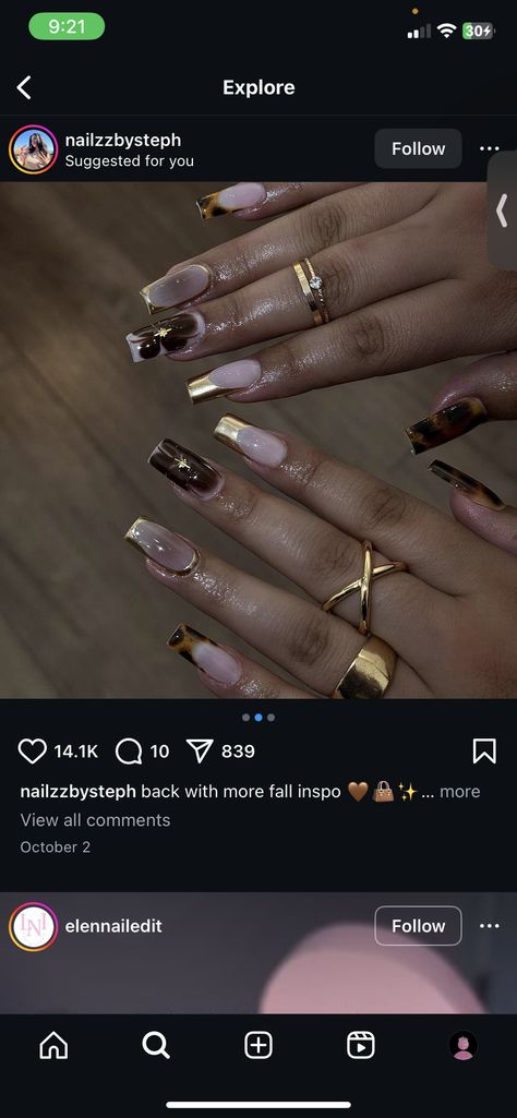 Brown Gem Nails, Gem Nails, Nail Inspo, Gems, Nails