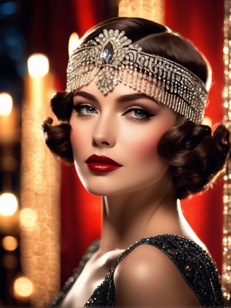 1920s flapper in portrait by Xina - Playground Flapper Girl Makeup, 1920s Flapper Hair, Flapper Girl Makeup 1920s, Beestung Lips 1920s, Flapper Portrait, 1920s Fashion Flapper, Gatsby Fancy Dress, Flapper Historical, 1920 Makeup