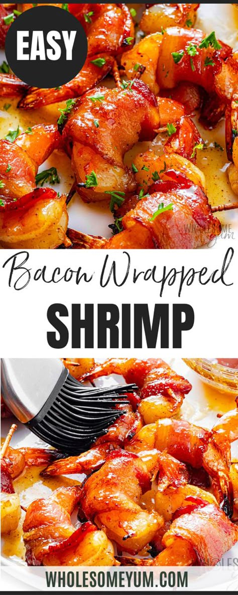 Bacon Wrapped Shrimp Bacon Wrap Shrimp Recipes, Appetizers Meat, Bacon Wrapped Recipes, Appetizers Seafood, Bacon Wrapped Appetizers, Keto Meat, Wrapped Shrimp, Bacon Wrapped Shrimp, Shrimp Appetizers