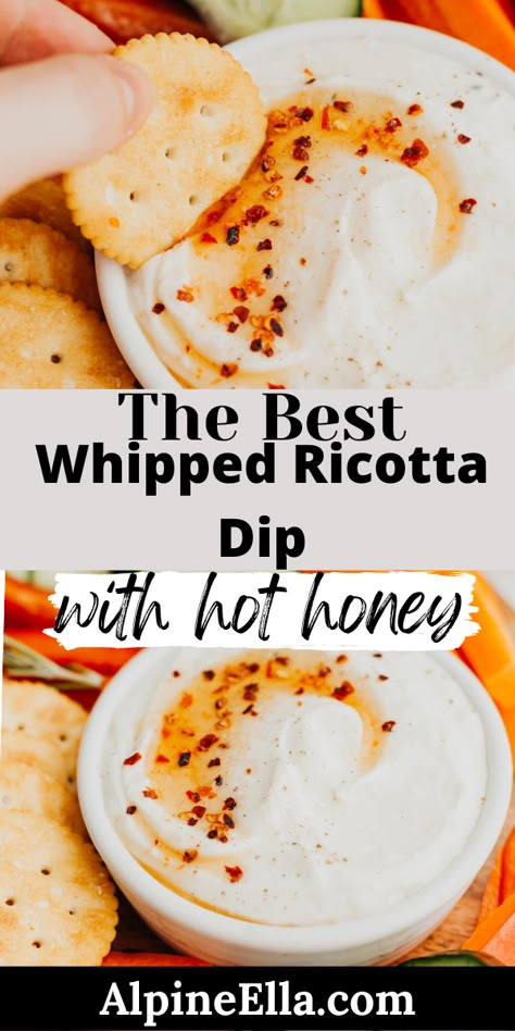 Food Processor Dips, Ricotta Appetizer Recipes, Appetizers Using Hot Honey, Hot Honey Cheese Dip, Appetizer With Hot Honey, Ricotta Cheese Dip Recipes, Garlic Fingers With Hot Honey, Fancy Dips, Hot Honey Dip Recipe