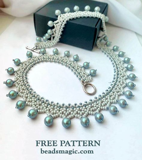 Free bead tutorial, beaded necklace, diy jewelry, diy necklace, free beading pattern, beading tutorial, step by step beading tutorial, how to make a necklace, necklace pattern, necklace tutorial, stringing pearls, beadweaving, beading, seed beads, beadwork, beads craft Free Beaded Necklace Patterns, Beads Necklace Patterns, Netted Beaded Necklace, Seed Bead Necklace Pattern, Beaded Jewelry Patterns Tutorials Simplebeadpatterns, Beaded Necklace Patterns Free, Free Bracelet Patterns Beaded, Easy Beading Patterns Free, Beaded Jewelry Patterns Free Diy