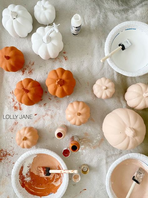 Mixing baking powder creates a nice matte finish with instant texture. You can paint real pumpkins, fake pumpkins or even wood pumpkins! Read on for the full how-to to make a set of your own DIY Baking Powder Painted Pumpkins! Baking Soda And Paint, Pumpkin Powder, Pottery Barn Pumpkin, Real Pumpkins, Diy Pumpkins Crafts, Painting Hacks, Tall Pumpkin, Fake Pumpkins, Leftover Paint