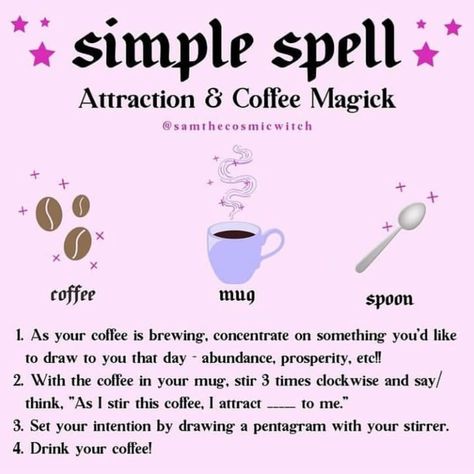 Coffee Magick, Tarot Spells, Simple Spells, Happiness Spell, Wicca Recipes, Magic Healing, Zodiac Crystals, Spells Magic, Witch Coffee