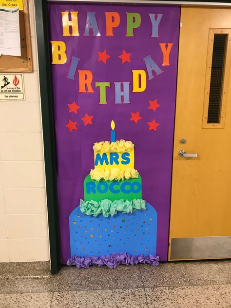 Teacher Birthday Door Decorations Ideas, Birthday Door Decorations Teacher, Teacher Birthday Decoration Ideas, Birthday Door Decor, Decorate Door For Birthday, Teacher Birthday Door Decorations, Happy Birthday Door Decorations, Superhero Classroom Door Decorations, Birthday Door Decorations