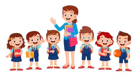 Happy cute kids smile with teacher toget... | Premium Vector #Freepik #vector #kids-back #fun-learning #kids-cartoon #student-cartoon Butterflies Classroom, Notebook Template, Kids Smile, Animated Clipart, Children's Book Characters, Preschool Decor, Pin Up Drawings, Islamic Cartoon, Kid Boy