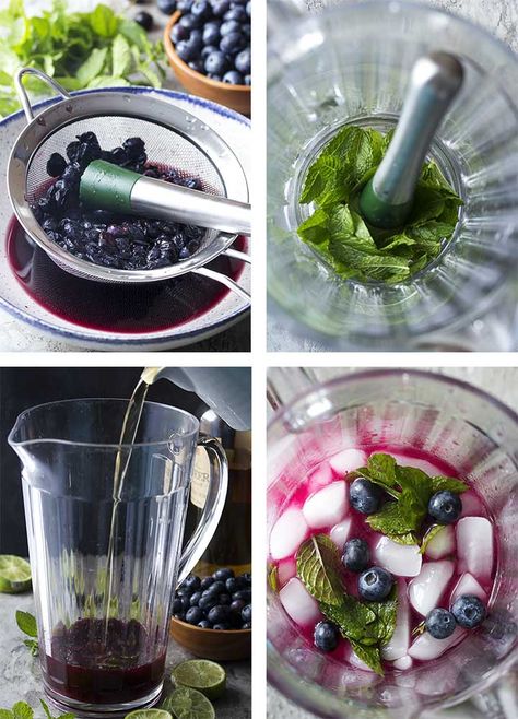 My blueberry mojito pitcher is a fun and easy summer cocktail full of fresh blueberries, mint, lime juice, rum, and simple syrup. Great for a party or a crowd. | justalittlebitofbacon.com #drinkrecipes #cocktails #mojitos #blueberries Blueberry Mint Mojito, Blueberry Mojito Pitcher, Mojito Popsicle, Blueberry Mojitos, Boozy Cocktails, Mojito Pitcher, Blueberry Mojito Recipe, Vodka Mojito, Fresh Blueberry Recipes