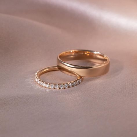 Exquisite Pairs ✨ Wedding band pairs for a couple have a deep-rooted history. The tradition dates back to ancient Egypt, around 3,000 BCE. The Egyptians are known to be the earliest users of rings to symbolize love and commitment. They crafted rings from materials like braided reeds, hemp, or leather, which were later replaced by more durable metals. The circular shape of the ring, with no beginning or end, symbolized infinity, and was traditionally worn on the fourth finger of the left han... Ancient Egypt, Christian Marriage, Christian Wedding Rings, Wedding Band Couple, Christian Wedding Dress, Couple Together, Bespoke Rings, The Romans, Christian Wedding