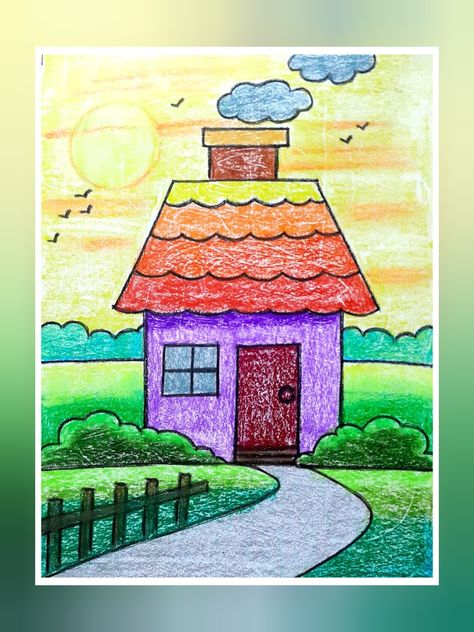 Jain Cultural & Educational Centre Drawing For 5 Yrs Old, Drawing For Small Kids, Kids Drawing Ideas Easy Nature, Object Drawing Simple, Nature Drawing For Kids, Directed Drawing Kindergarten, Drawing Pictures For Kids, House Drawing For Kids, Scenery Drawing For Kids