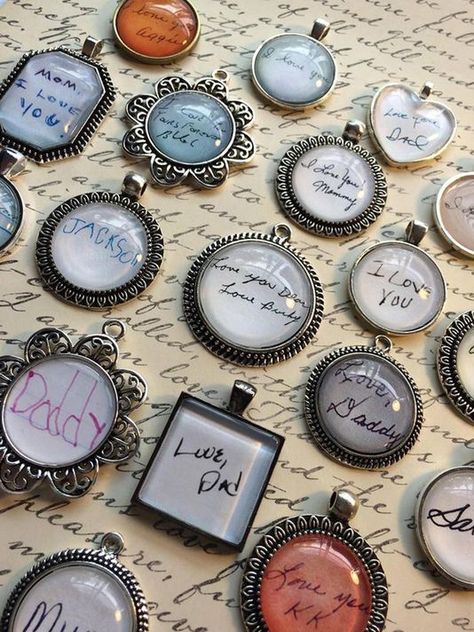 Unique Handwriting, Handwriting Necklace Custom, Keepsake Crafts, Handwriting Necklace, Best Gift Ever, Memory Crafts, Memory Pillows, Memory Quilt, Memorial Keepsakes