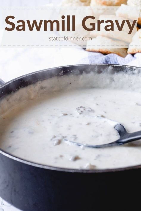 This sawmill gravy recipe uses sausage drippings to add delicious flavor! It is easy to make with just 4 ingredients and only 10 minutes. Breakfast Gravy Recipe Without Sausage, Gravy Without Sausage, Sawmill Gravy Recipe, Quick Dinners For Family, Breakfast Gravy Recipe, Brown Gravy Recipe Easy, Country Gravy Recipe, Sawmill Gravy, Xmas Breakfast