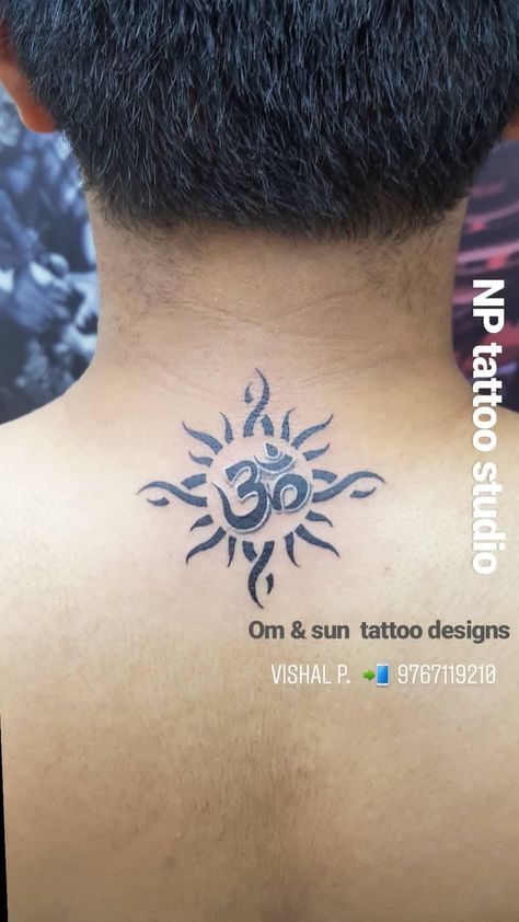 Om & sun tattoo designs for NP tattoo studio  by . Vishal pudale Om Sun Tattoo, Hindu Tattoos For Women, Om Tattoo Design, Chakra Tattoo, Buddhist Tattoo, Sun Tattoo Designs, Universe Tattoo, Knot Tattoo, Om Tattoo