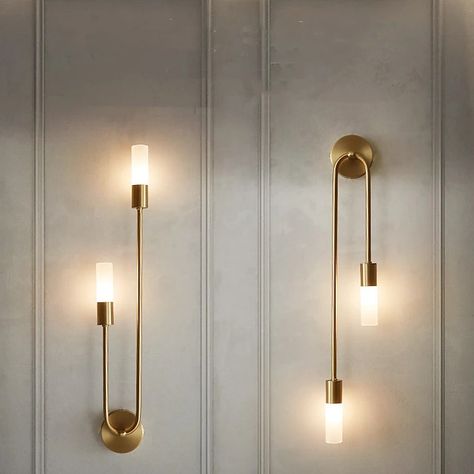 LED Wall Sconce Lamp Copper Indoor 56/67cm 2 Light Minimalist Wall Mount Light Long Home Decor Lighting Fixture Indoor Wall Wash Lights for Living Room Bedroom 110-240V 2024 - $59.99 Boho Sisustus, Wall Wash Lighting, Wall Lights Living Room, Led Wand, Brass Wall Lamp, Modern Wall Lamp, Wall Lights Bedroom, Wall Lamps Bedroom, Metal Canopy