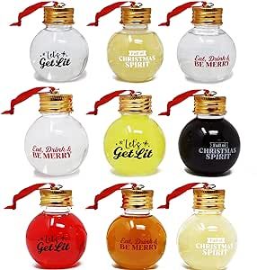 Joiedomi 9 Pcs Boozeball Christmas Ornaments Set 1.7 oz Fillable Ball Ornaments Christmas Decorations for Christmas Holiday Indoor and Outdoor Christmas Decorations Outdoor Christmas Tree Decorations, Colorful Drinks, Outdoor Christmas Tree, Be Merry, Christmas Ornament Sets, Christmas Drinks, Holiday Memories, Ball Ornaments, Outdoor Christmas Decorations