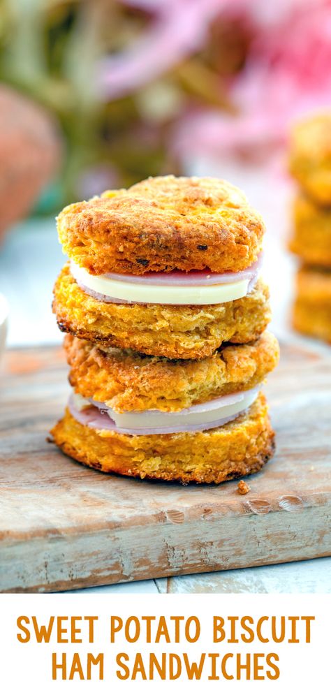 Biscuits And Ham, Biscuits Sandwich, Potato Biscuits, Honey Drizzle, Sweet Potato Biscuits, Classic Grilled Cheese, Biscuit Sandwich, Ham Recipe, Ham Sandwiches