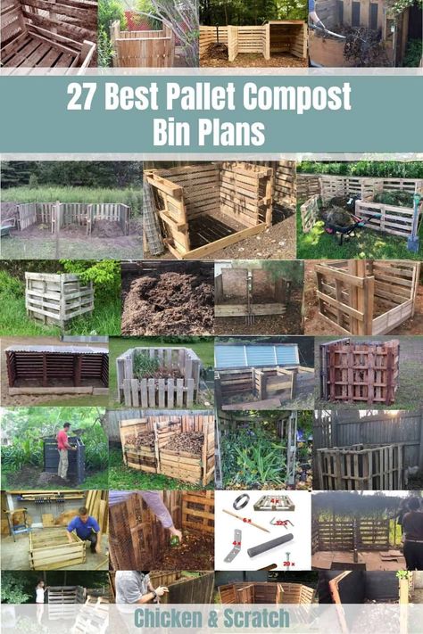 27 DIY Pallet Compost Bin Plans - You Can DIY this Weekend Pallet Compost Bins How To Build, Backyard Compost Bin, Making A Compost Bin From Pallets, Compost Diy Pallet, Compost System Diy, Pallet Compost Bin Diy How To Build, Compost Bin With Pallets, Allotment Compost Bin, Compost From Pallets