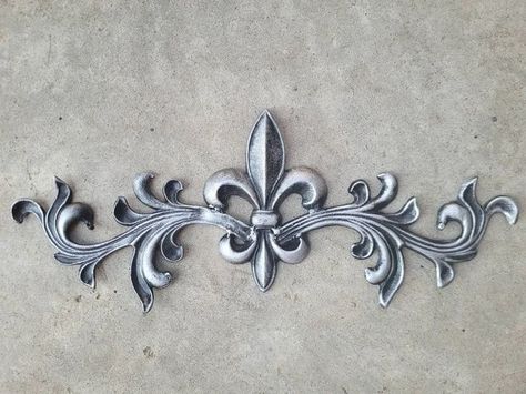 Iron Fleur de Lis Over door Topper. French Medieval Original design handmade and hand finished. Fleur De Lis Door Knocker, French Gothic Decor, How To Paint Metal, Fluer De Lis, Wrought Iron Decor, French Royalty, Medieval Gothic, Style Français, Decorative Wall Plaques